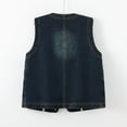 thumbnail image 4 of Women's Sleeveless Denim Jackets Stylish Vintage Casual Loose Vest Coat Button Down Plus Size Outwear With Pockets (XL, Dark Blue), 4 of 9
