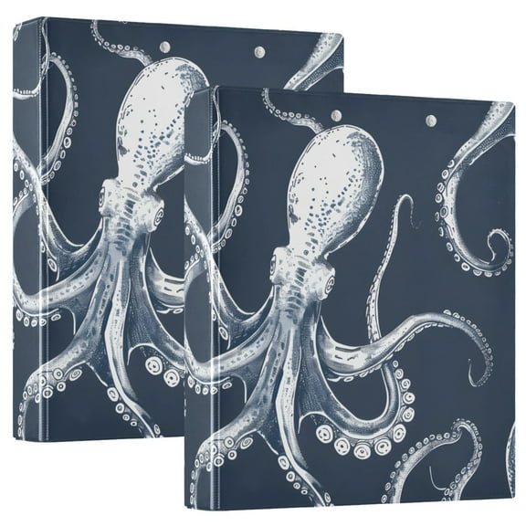 Octopus Sketchy Hardcover 3 Ring Binder 1.5” Round Rings Letter Size Paper Pockets for School Office Supplies