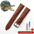 thumbnail image 3 of Correa de reloj de piel de cocodrilo de cuero genuino para hombre y mujer, hebilla de mariposa con aguja para Mido Longines Famous Master Omega IWC Watchband, 3 of 5