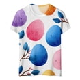thumbnail image 5 of Women Easter&nbsp;shirt Funny Bunny Print Short Sleeve Crewneck Tunic Tops Floral Cute T-Shirts Trendy Dressy T Shirt, #01 Multicolor, M, 5 of 6