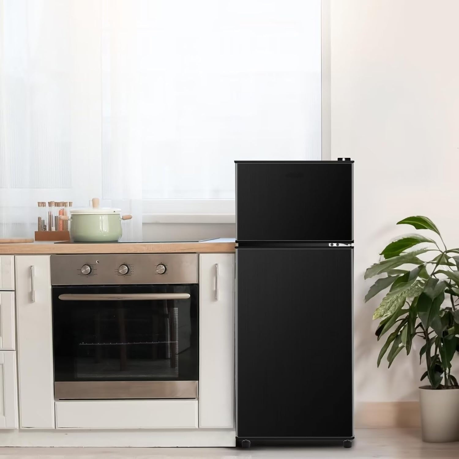 GGTB 3.5 Cu.ft 2-Door Mini Fridge with Freezer, Compact Refrigerator for Apartment Dorm Office Garage, Black