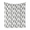 thumbnail image 1 of Owl Lover Soft Flannel Fleece Throw Blanket, Repeating Pattern of Monochrome Sketch of Bird on Branch Print, Cozy Plush for Indoor and Outdoor Use, 70" x 90", Charcoal Grey and White, by Ambesonne, 1 of 5