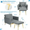 thumbnail image 7 of ACMEASE Velvet Accent Chair with Adjustable Armrests and Backrest,Single Recliner Armchair with Ottoman, Light Grey, 7 of 7