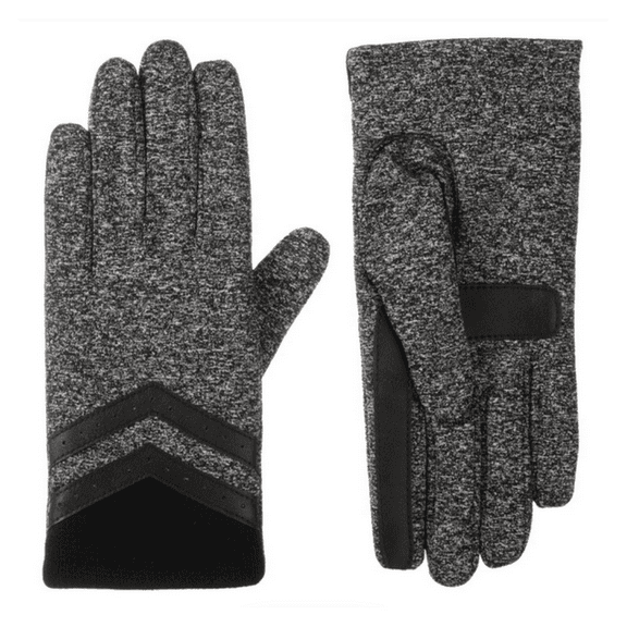 isotoner Women's Spandex Gloves with Rib Knit, Black Heather, L/XL, $52