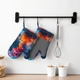 thumbnail image 6 of Hirioo Modern Art Red And Blue Colors for Silicone Oven Mitts for BBQ, Baking, Cooking, Set of 2, Heat Resistant 260℃, Non-Slip Kitchen Essentials, 6 of 6