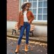 thumbnail image 4 of Chaquetas de con Botones para Mujer, Camisetas de Larga, Tendencia 2025 Naranja Rojo L, 4 of 8