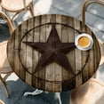 thumbnail image 3 of Western Star Retro Fitted Tablecloth with Elastic Edged, Round Table Cloth for Dining Table, Vintage Brown Wood Barn Waterproof Oil Proof Table Cover for Indoor Outdoor 55"-60", 3 of 9