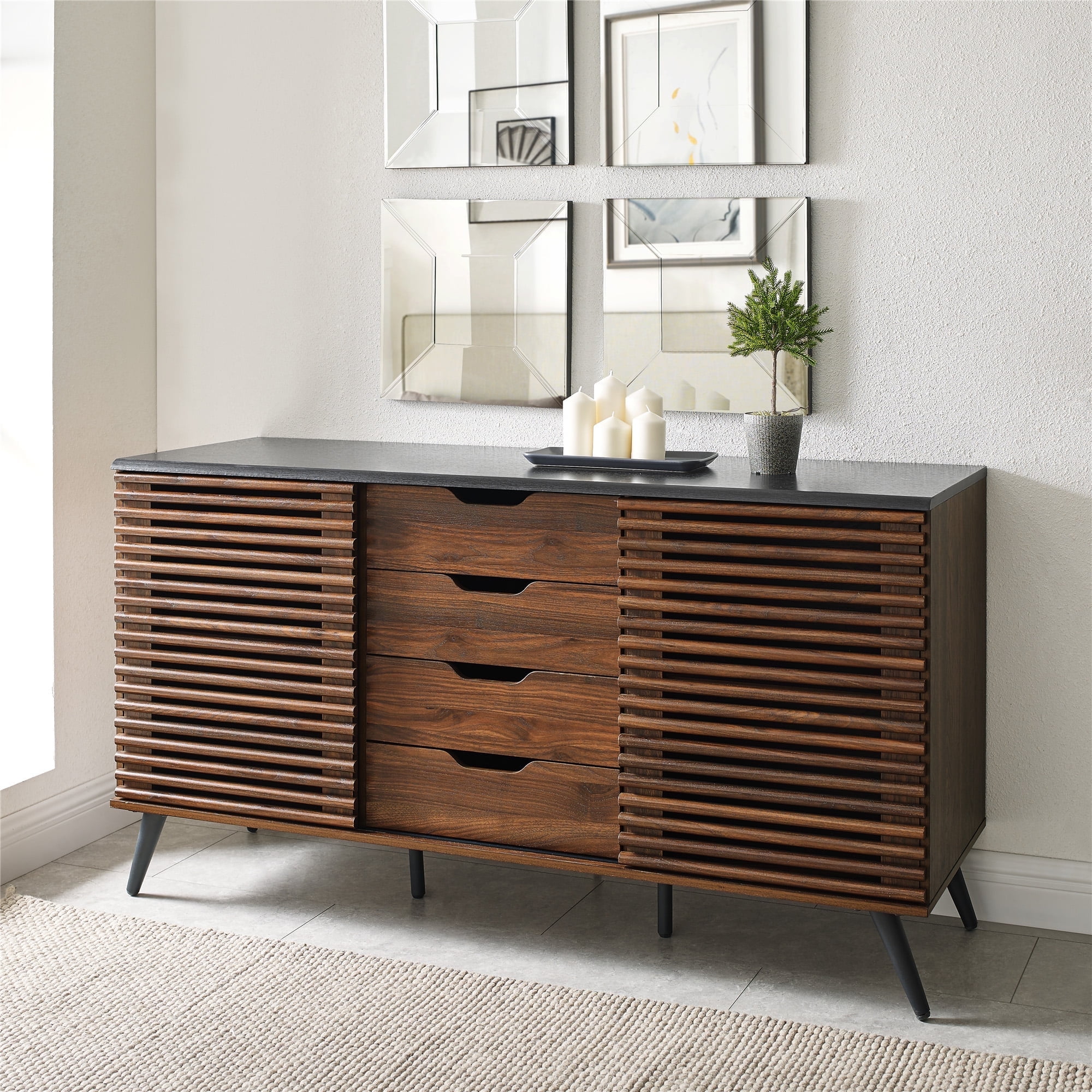 Mid Century Modern 3-Drawer and 2-Door Acorn Sideboard by Walker
