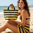 thumbnail image 3 of Striped Tote Purse, 16×12×6 In Waterproof Beach Bag, Large PVC Retro Casual Handbag For Travel Shopping Gym(Red), 3 of 6