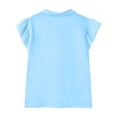 thumbnail image 3 of Girls Short Sleeve Polo Shirts Kids Ruffle Puff Sleeve Tops Button Collar School Uniform Shirts 5-14 Years Blue 160, 3 of 8