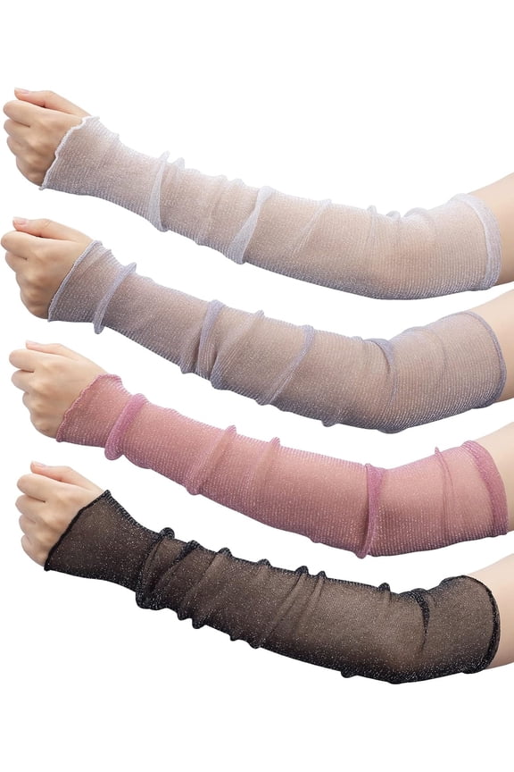 2 Pairs/ 4 Pairs Women's Long Mesh Sleeves, Ultra-thin Lace Sun UV Protection Cooling Mesh Arms Legs Sleeves, for Party Outdoor Sport Activities