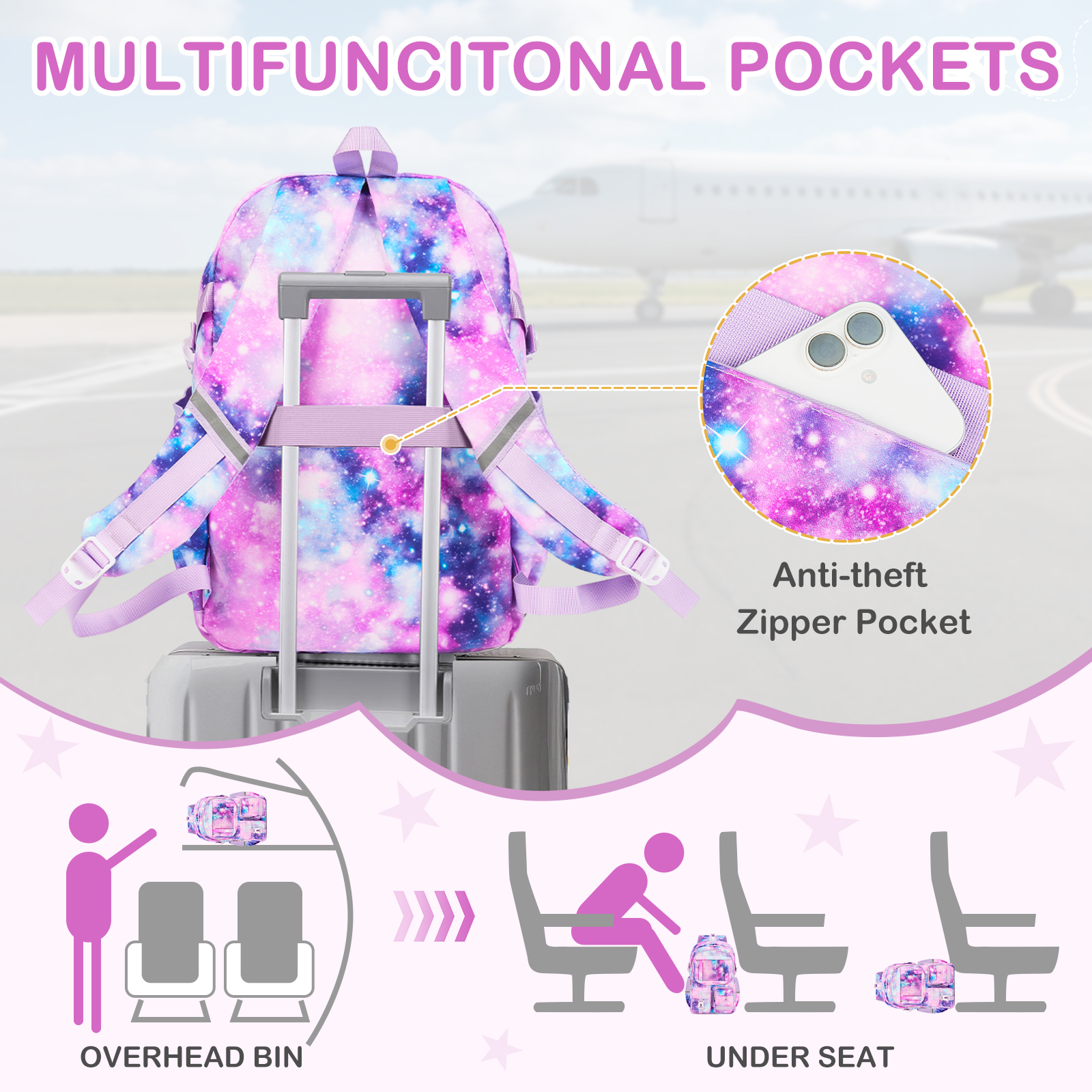 Mochila escolar para adolescentes, set de 3 piezas, para secundaria, ligera y duradera, casual para exteriores, para universidad 4
