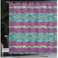 thumbnail image 3 of Ambesonne Geometric Shower Curtain, Wynth Wave Stripe Print, 69"Wx84"L, Almond Green Indigo, 3 of 4