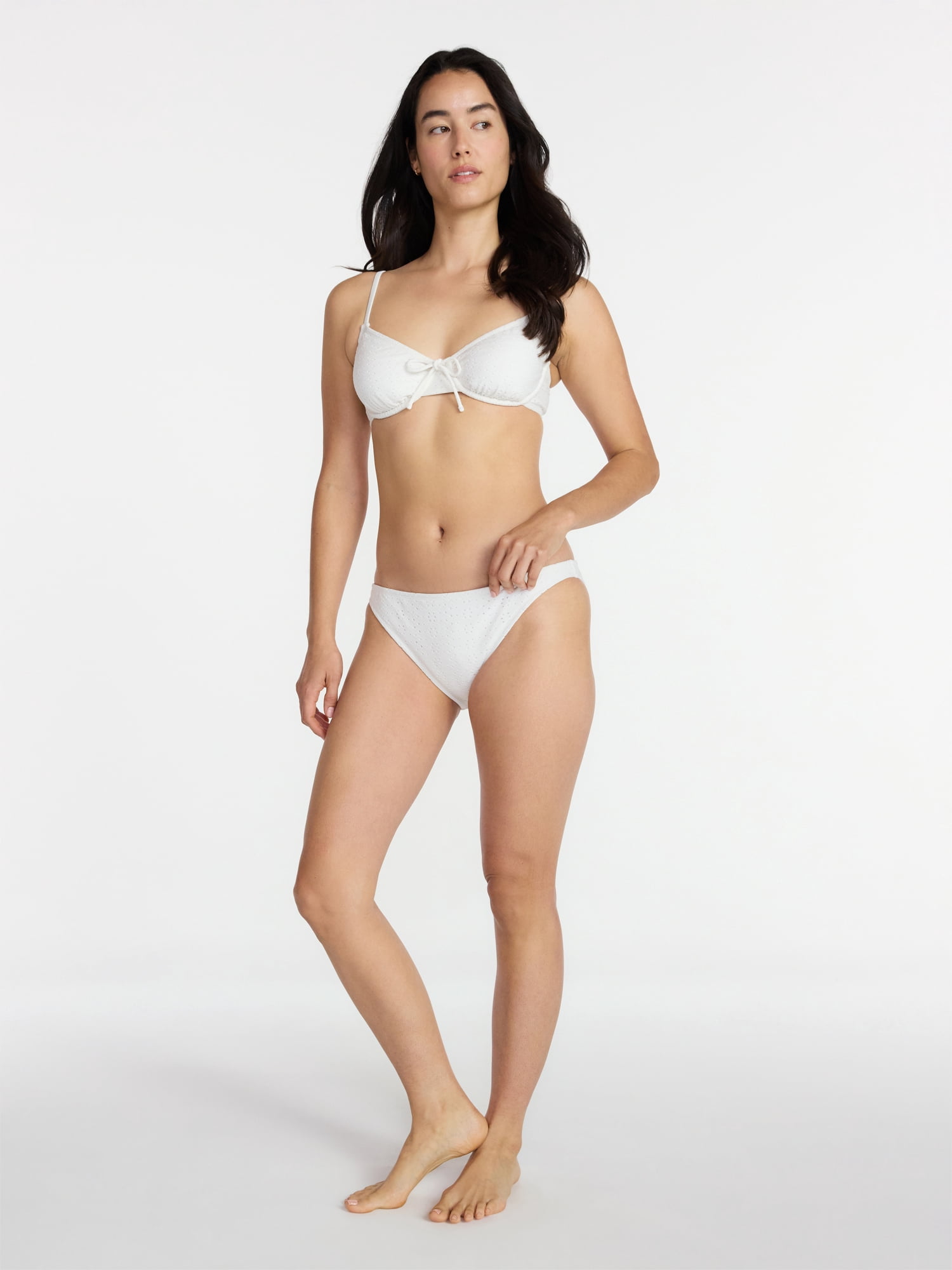 Time and Tru Women's and Women's Plus Low Rise Cheeky Eyelet Bikini Bottoms, Sizes XS-3X