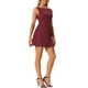 thumbnail image 3 of Vestido sin mangas de verano para mujer Inspire Chic, con escote barco, espalda descubierta, corte A, mini vestido XL en rojo oscuro, 3 of 6