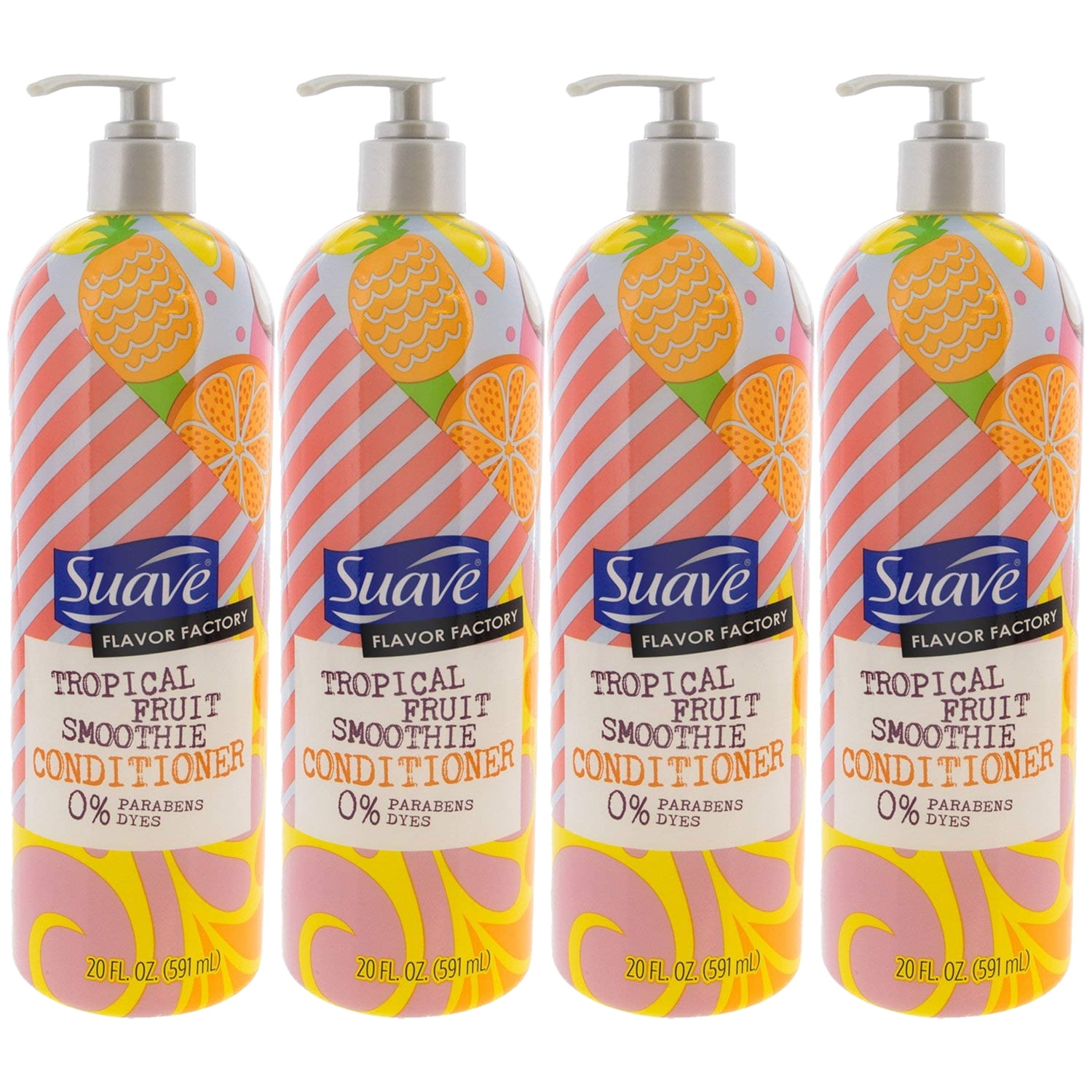 Pack of (4) SUAVE HAIR Flavor Factory Tropical Fruit Smoothie Conditioner 20 oz