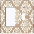 thumbnail image 2 of Metal Light Switch Plate Outlet Cover (Damask Tan 2 - Single Rocker Single Toggle), 2 of 2
