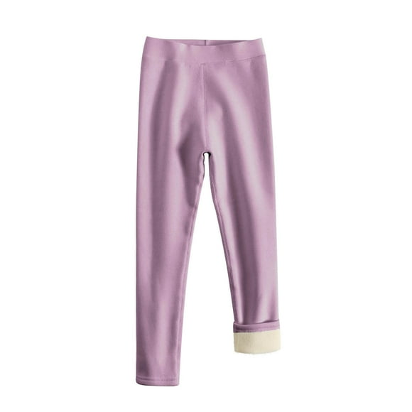 Leggings Doublés en Molleton pour Tout-Petits et Filles, Chauds et Thermiques, Pantalon de Yoga Uni pour Enfant 1-11 Ans Violet