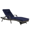 thumbnail image 6 of UHOMEPRO Outdoor Chaise Lounge Chair Furniture Sets of 2, Rattan Patio Reclining Chair Set w/ Adjustable Backrest Cushion, Wicker Lounge Chair On Clearance, 5-Level Angles Adjust Backrest, Dark Blue, 6 of 7