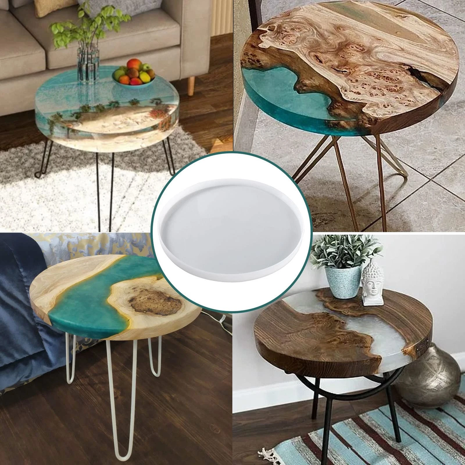 Large Round Silicone Tray Molds For Epoxy Resin DIY Home Decor Crafts Transparent