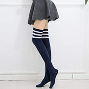 DRESHOW 6 Pairs High Thigh Socks Striped Over Knee Thin Tights Long Stocking Knee High Leg Warmer