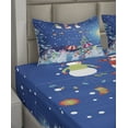 thumbnail image 2 of Ambesonne Christmas Fitted & Top Sheet Set with Shams, Snowman Party, Multicolor, 2 of 4
