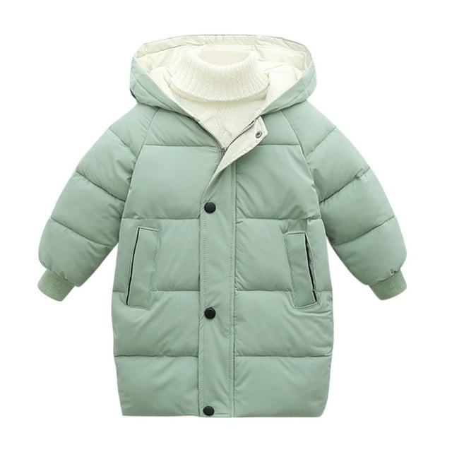PMVFHDE Girl Jackets Girls Down Jacket With Thick Quilted For Winter Mid Length Coat,Light Green,7-8 Years