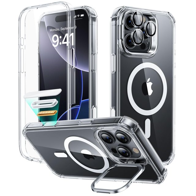 Funda ESR para iPhone 16 Pro Max con soporte y control de cámara, transparente
