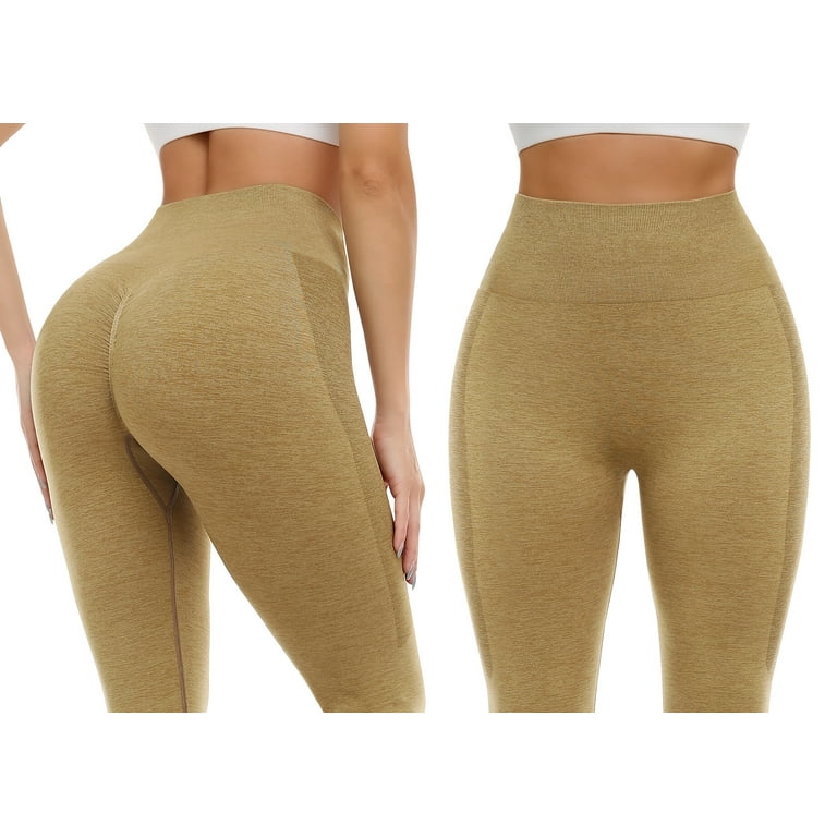 A AGROSTE Seamless Butt Lifting Leggings for Women Booty High Waisted  Workout Yoga Pants Scrunch Gym Leggings Coffee-S