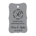 thumbnail image 1 of 100 PCS Custom Made Scallop Edges Hang Tags Thank You For Celebrating Wedding Favor Gift Paper Tags, 1 of 1