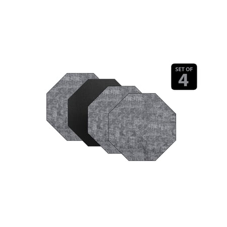 Dainty Home Amalfi Faux Leather Reversible 2 Pattern 15  x 15  Octagon Placemats  Set Of 4  Black