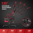 thumbnail image 3 of Wasait Gaming Chair with Footrest Office Chair with Lumbar Support and Headrest Ergonomic High Adjustable Computer Chair for Home Office PU Leather Game Chair for Adlut, Red, 3 of 8