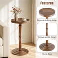 thumbnail image 5 of Beuway Small Round Side Table with Raised-Edge Tabletop,Modern Coffee End Table with Soild Wood Leg(Walnut), 5 of 8