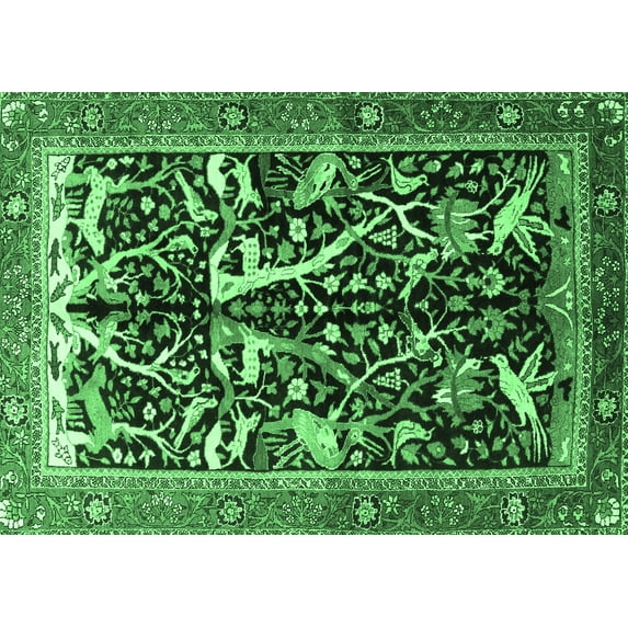 Ahgly Company Indoor Rectangle Animal Emerald Green Traditional Area Rugs, 8' x 10'