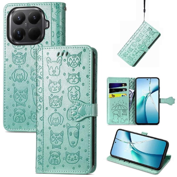 Funda Cartera FOXDOCK para Xiaomi 15T , Flip PU con Relieve de Gatos y Perros, Tarjetero y Soporte
