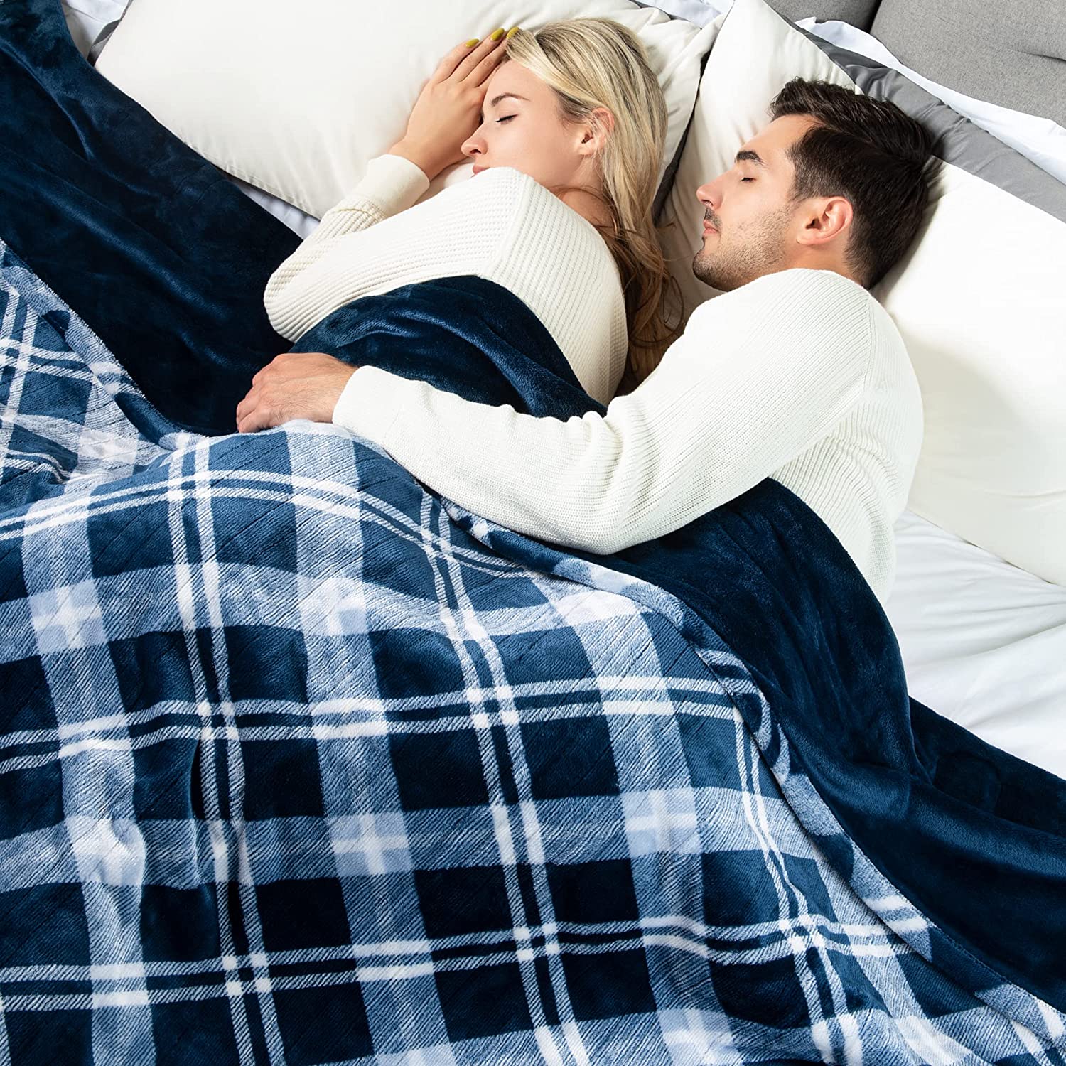 [5 Year Warranty] WOOMER Electric Heated Throw Blanket, Soft Flannel