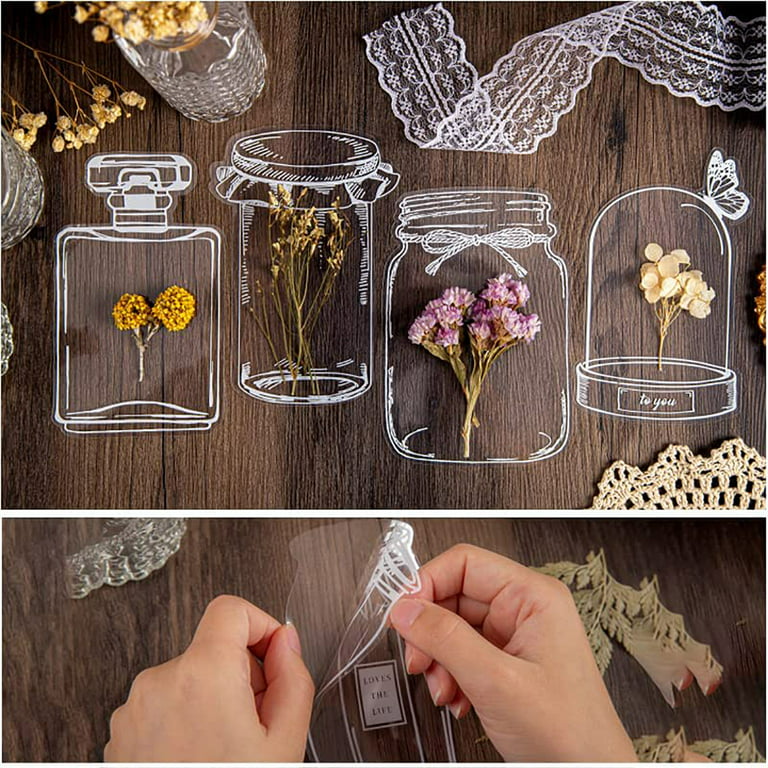Wovilon 30Pcs Transparent Dried Flower Bookmarks, Diy Dried Flower