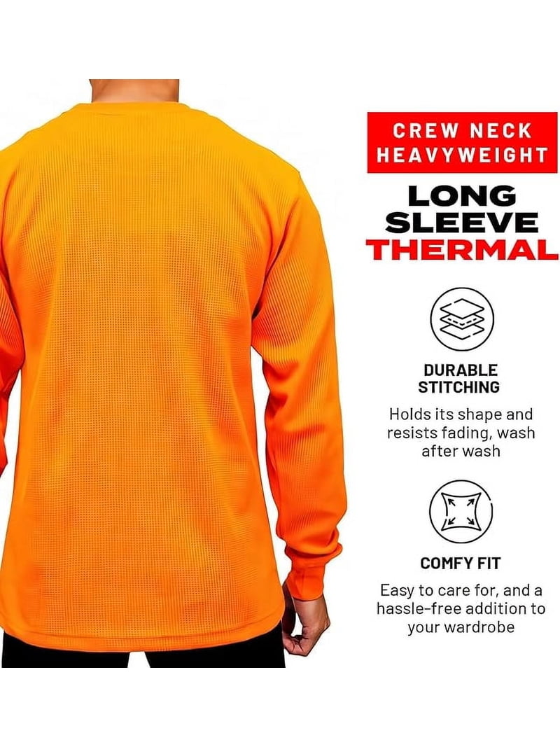 Access Men's Heavyweight Long Sleeve Thermal Crew Neck Top (Orange