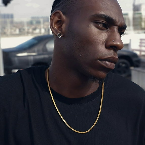 Thin Square Box Chain Necklaces for Men Women 14K Yellow Gold Chain Links Collars,Simple Choker Jewelry Gifts