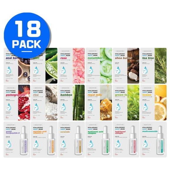 BEAUTY29 Hyaluronic Aqua Plus Essence Full Face Facial Sheet Mask 18 Sheets Combo Pack