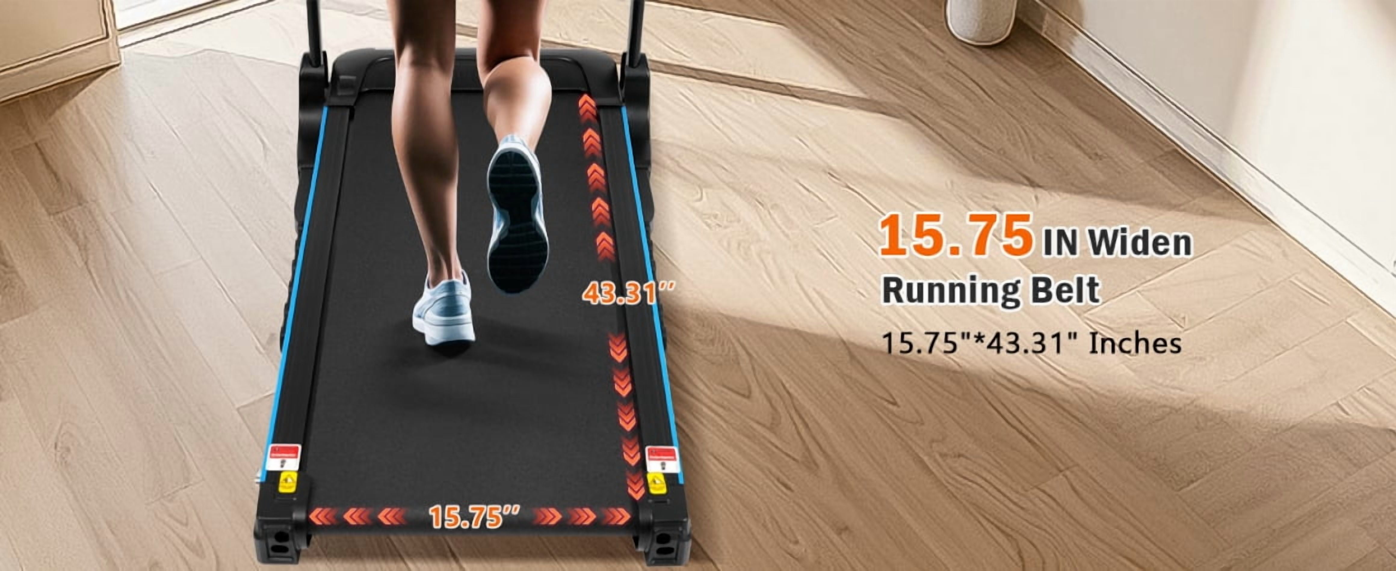 Quiet Home Incline Treadmill 3.0HP Motor 350LB Capacity 10MPH Speed 4 Adjustable Inclines Hydraulic Fold Type-C/USB Ports Bluetooth Speaker for Space-Saving Workouts