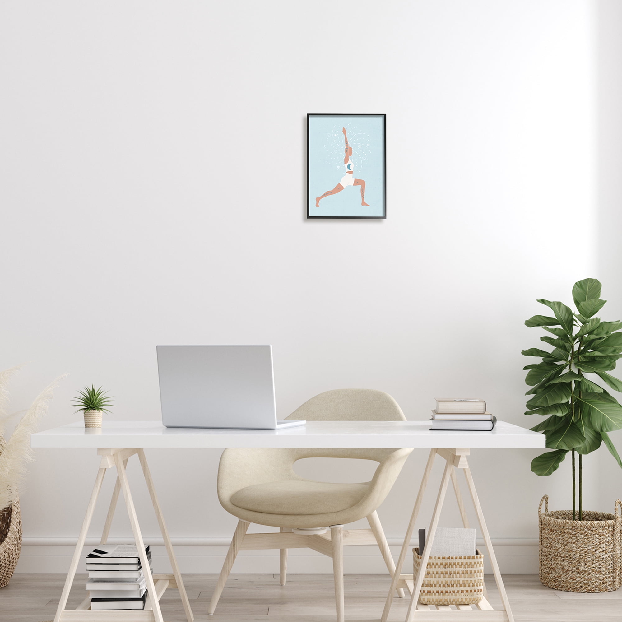 Stupell Industries Yoga Crescent Moon Pose Human Working out,11 x 14, Design by Nina Blue