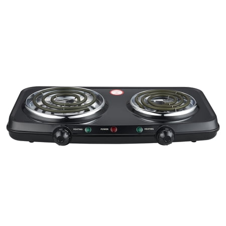 Mainstays Portable Double Burner Hot Plate, 1800W