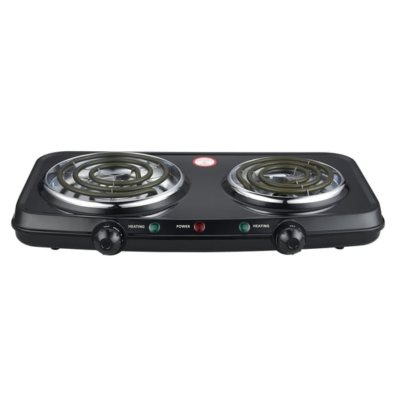 Mainstays Portable Double Burner with Adjustable Temperature Control, 1800W