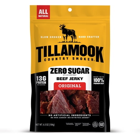 Tillamook Country Smoker Zero Sugar Original Beef Jerky, 13g Protein per Serving, 6.5 oz