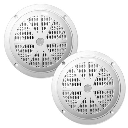 Small Marine Speakers PYLE PLMR61W - 6.5 Inch Dual Marine Speakers - 2 Way Waterproof and Weather Resistant Outdoor Audio Stereo Sound System with 120 Watt Power, Polyprone Cone and Cloth Surround - 1 Pair -(White) ()