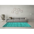 thumbnail image 3 of Ahgly Company Machine Washable Indoor Square Abstract Turquoise Blue Contemporary Area Rugs, 4' Square, 3 of 4