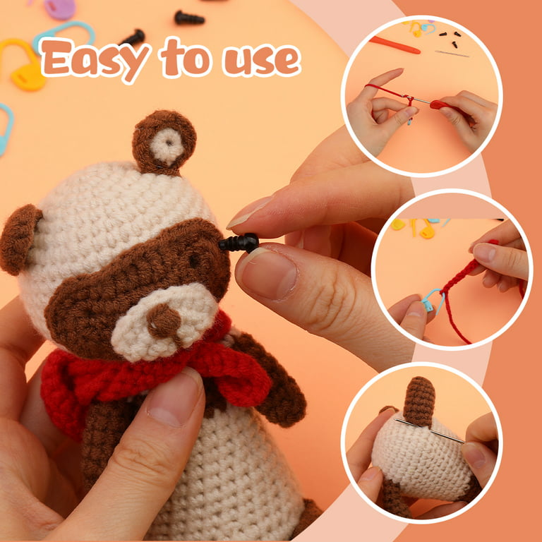 Beginners Crochet Kit with Easy Peasy Yarn, Crochet Animals Kit, Crochet  Starter Kit for Adults and Kids, Complete Crochet Set, Knitting Kit with