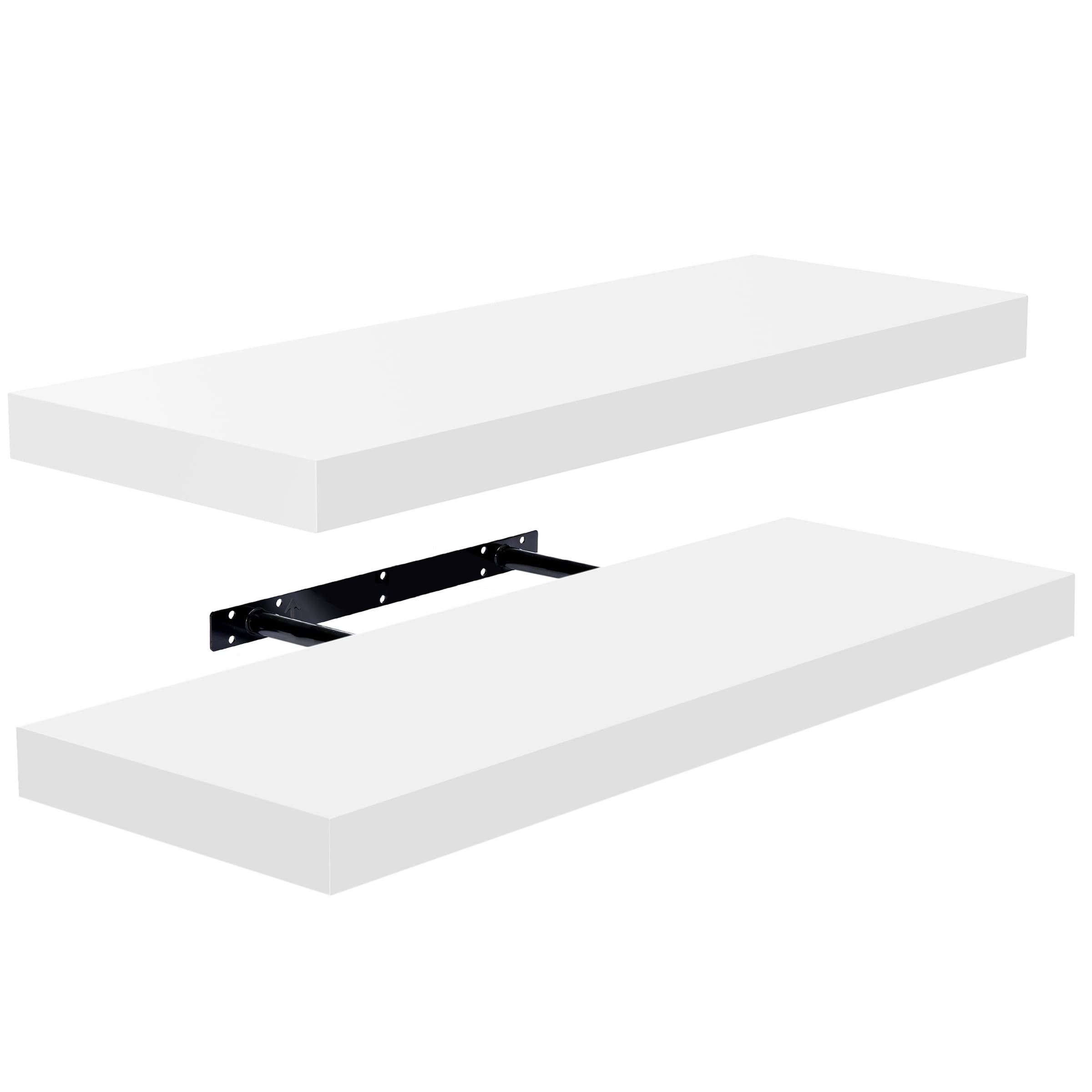 Sorbus 2 Pack Wood Floating Shelves Wall Hanging Length 24-inch, White