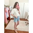 thumbnail image 4 of Sherrylily Women Cute Short Puff Sleeve Sweaters Loose Crew Neck Lightweight Pointelle Knit Pullover Shirts Tops, 4 of 5